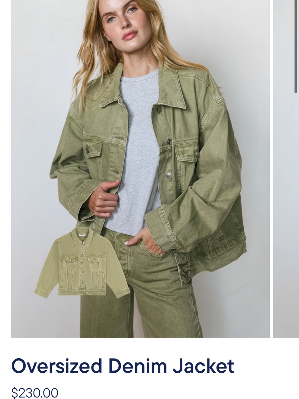 PARKE Olive Oversized Denim set - Women jacket S/M, pants size 26